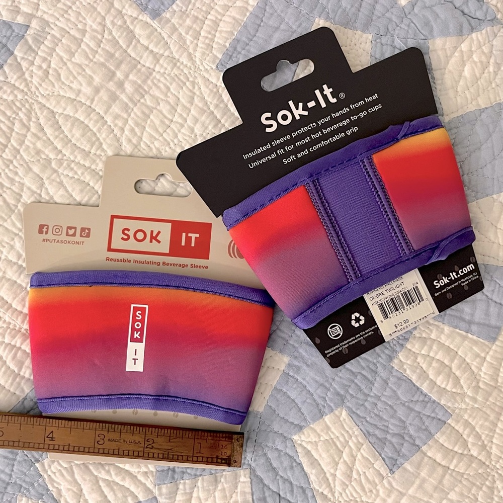 NWT Sok It Reusable Insulated Beverage Sleeve, Set of 2 • Ombre Twilight